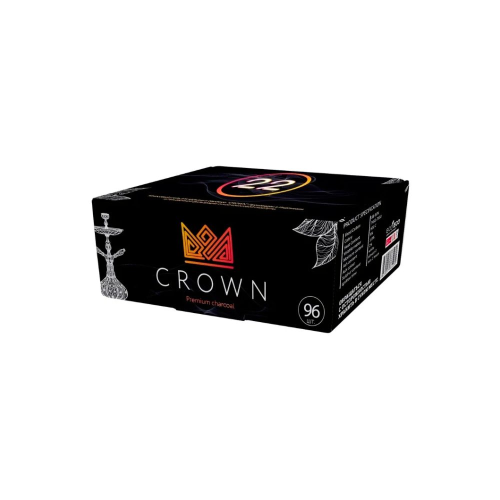 Crown 22мм/96шт уголь для кальяна